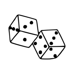 pair of dice outline vector illustration - casino and gambling symbol