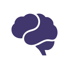 (Human Brain Mind Symbol. A vibrant purple representation of the cerebrum, signifying intellect, learning, and creative thought. Ideal for concepts of mental acuity and innovation.)