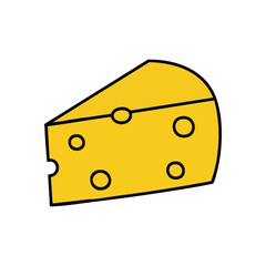 (Yellow Cheese Wedge Graphic. A vibrant, minimalist depiction of a triangular dairy product with characteristic holes. Perfect for culinary themes, recipes, or a delightful snack concept.)