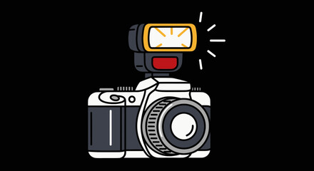 Digital camera with flash ready to capture moments photography equipment.