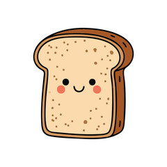 (Joyful Bread Slice Character. This adorable bread piece with a delightful grin expresses pure joy and comfort. Ideal for playful designs, morning themes, or culinary projects.)