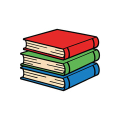 (Stacked Colorful Books Illustration. Vibrant pile of textbooks representing education, learning, and intellectual growth. Perfect for academic themes.)