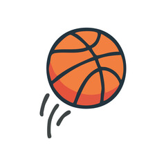 (Dynamic Orange Basketball Icon. A lively orange game sphere in action. This depiction symbolizes athletic prowess, teamwork, and recreational vigor, ideal for design projects.)