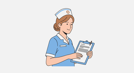 Nurse holding clipboard with pen medical professional healthcare worker.