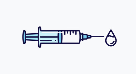 Medical syringe with a drop of liquid vaccination injection health care medicine treatment.