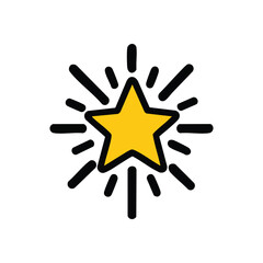 (Sparkling Yellow Star Icon. A vibrant golden emblem radiating brilliance. Represents excellence, success, and top quality. Ideal for ratings or festive events.)