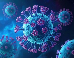 Detailed 3D rendering of the Coronavirus a global pandemic threat.