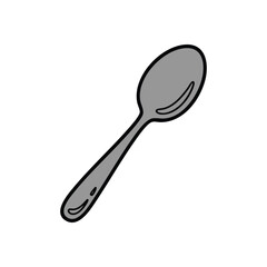 (Basic Spoon Utensil Graphic. This minimalist gray metal flatware item perfectly suits culinary and dining design projects. It symbolizes nourishment and daily utility.)