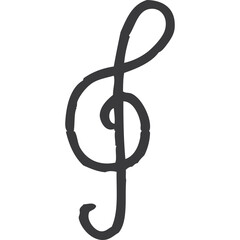 Obraz premium Simple Hand Drawn Treble Clef Symbol Icon Black Outline Transparent Background Simple Musical Note Graphic Element