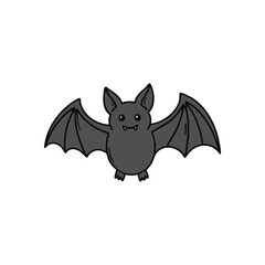 (Cute Cartoon Bat Illustration. An endearing winged critter in a simple doodle style. Perfect for spooky season projects, kids content, or forest animal themes. Evokes playful fright.)