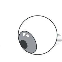 Simple Isometric Illustration of Human Eye with Gray Iris and Pupil on Transparent Background Representing Vision Health and Ophthalmology Concept