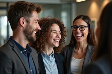 Cheerful Young Professionals from Diverse Backgrounds Smiling in Modern Office Group Photo