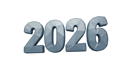 Lowpoly steelblue angled 2026 numbers on a white background