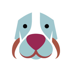 (Minimalist Dog Face Vector Art. A sweet geometric puppy head design, featuring a loyal animal companion. Its simple style evokes happiness and warmth, ideal for pet themes.)