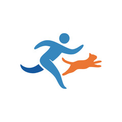(Active Human and Feline Together. This vibrant graphic embodies a strong companionship and swift movement between a person and their cherished pet, representing a healthy lifestyle.)