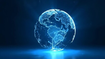 Digital Earth Global Connection in Glowing Blue Network. - Powered by Adobe