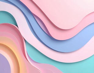 Fototapeta premium Abstract Pastel Waves Paper Cutout Background.