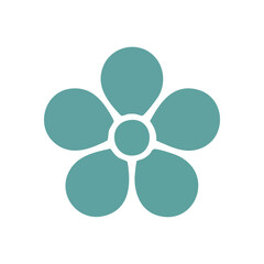 (Simple Aqua Floral Icon. This tranquil botanical emblem, in a serene blue-green hue, represents purity and fresh beginnings. Its clean flat design is perfect for modern aesthetics.)