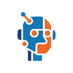 Artificial Intelligence Humanoid Icon. Abstract emblem merging synthetic intellect with organic thought. Represents advanced robotics, future innovation, and cybernetic cognition for modern solutions.