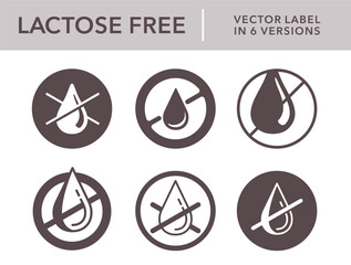 Lactose Free - label in flat style and various versions