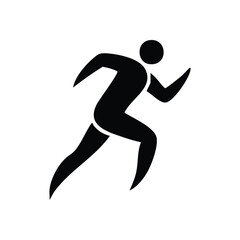 (Running Athlete Silhouette Icon. Dynamic vector illustration depicting an individual in motion. This graphic symbolizes agility, health, competitive drive, and athletic achievement.)