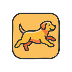 (Bounding Yellow Dog Icon. A cheerful amber pup dashes with exuberance, symbolizing joy, loyalty, and companionship. Perfect for pet-related designs.)