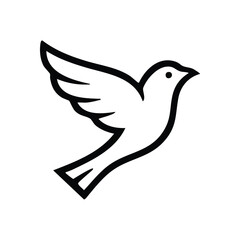 (Peace Dove Flying Outline Symbol. Elegant avian depiction, a pristine creature with crisp contours. It conveys serenity, liberty, and profound spiritual comfort.)
