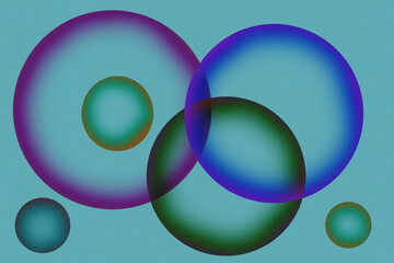 Abstract Intersecting Gradient Circles on Teal Background geometric spheres