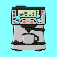 Crying espresso machine needing coffee illustration