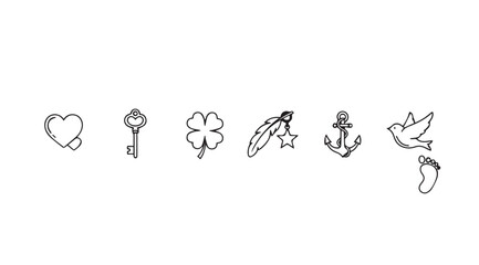 Whimsical hand drawn symbols of luck good fortune and love collection vector