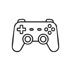 (Gaming Controller Outline Vector. A simple line illustration of a modern video game input device. This graphic symbolizes interactive digital recreation and leisure activities.)
