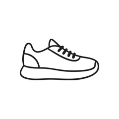 (Simple Sneaker Outline Illustration. Hand drawn athletic footwear sketch. This minimalist doodle evokes freedom, activity, and a relaxed, comfortable urban lifestyle.)