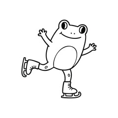 (Happy Amphibian Ice Skater. This joyful creature gracefully performs on frozen water. It embodies enthusiasm, playful spirit, and new winter experiences.)
