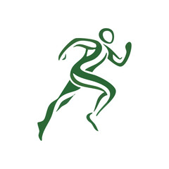 (Dynamic Green Runner Silhouette. This vibrant graphic illustrates a person in motion, symbolizing progress, achievement, and vitality. Ideal for health, sport, or fitness concepts.)