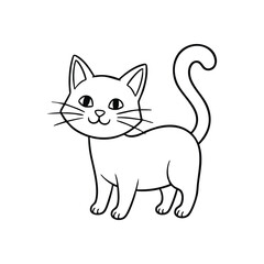 (Cute Cartoon Cat Outline. Charming line drawing of a feline. This adorable kitten illustration symbolizes innocence and joy, perfect for kids creative projects.)