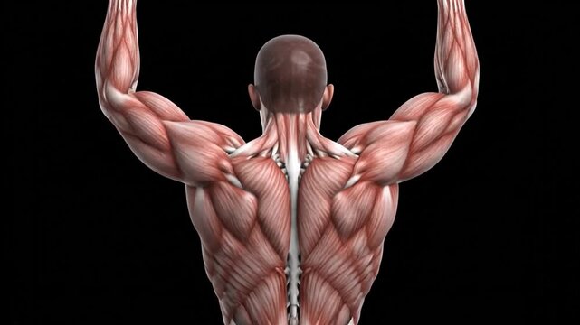 Anatomical Muscle Display: Detailed Back Muscles in Motion