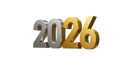 3D rendering of 2026 the 20 in silver 26 in gold