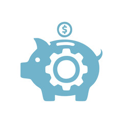 (Financial Savings Strategy Icon. Conceptual illustration of wealth accumulation and economic planning. A mechanism within a pig shaped bank signifies smart monetary management and investment growth.)
