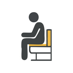 (Seated Person on Chair Illustration. This flat graphic depicts an individual resting upon furniture, symbolizing patience, attentiveness, or a moment of calm. Versatile for many uses.)