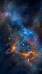 Obraz premium Vibrant cosmic nebula deep space digital art showcases awe inspiring futuristic galactic formations