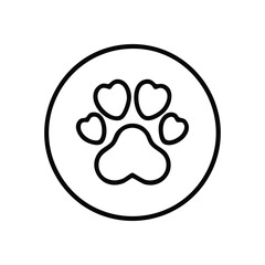 (Warm Paw Mark Love Symbol. A delightful illustration of a pet's footpad with heart-shaped toes enclosed in a round border. It conveys affection, kindness, and faithful devotion.)