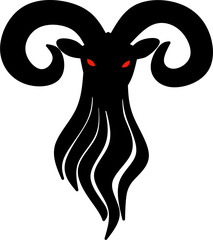 vector Sheep head red eyes and long beard