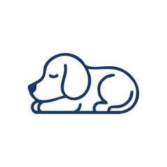 (Cute Canine Nap Icon. This adorable puppy in peaceful slumber represents tranquility and rest. A simple, elegant outline drawing perfect for various applications.)