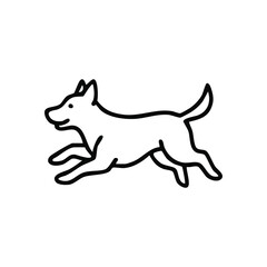 (Energetic Canine Outline Illustration. A playful puppy glyph depicts joyous movement and vitality. This simple graphic conveys freedom and agility.)