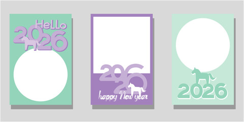 2026 new year celebration template. Set of frame for New year celebration. Vector illustration.