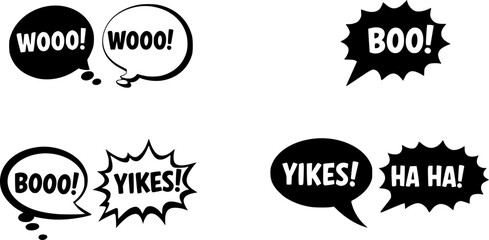 Obraz premium Halloween Boo Speech Bubble Silhouette Sound Effect Illustration Set 