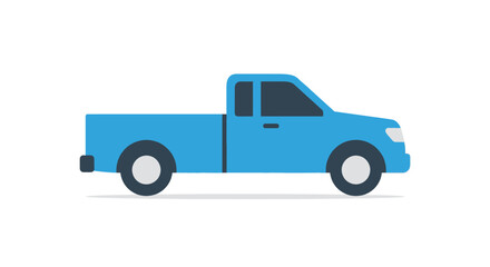 Stylized light blue pickup truck illustration on a white backdrop showcasing transportation
