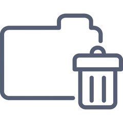 Outline Icon Representing A Folder And A Trash Can Indicating File Deletion Or Management On A Transparent Background