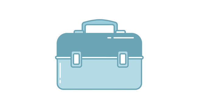 Light blue toolbox illustration with outlines ideal for handyman work or professions
