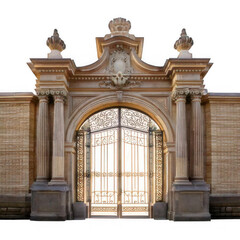 Obraz premium Classic antique gate with pillars isolated on transparent background.